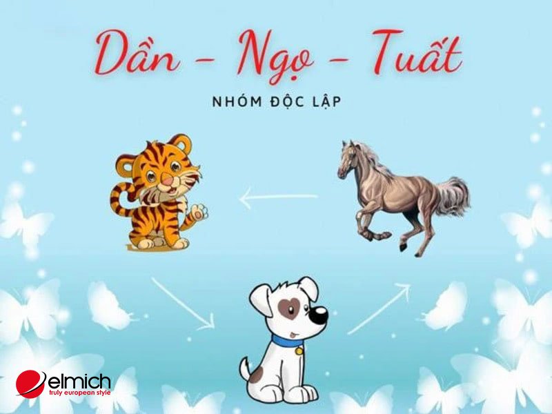Hình 4: Nhóm độc lập và đầy năng lượng khi hợp tác tam hợp tuổi: Tuất - Ngọ - Dần Hình 4: Nhóm độc lập và đầy năng lượng khi hợp tác tam hợp tuổi: Tuất - Ngọ - Dần