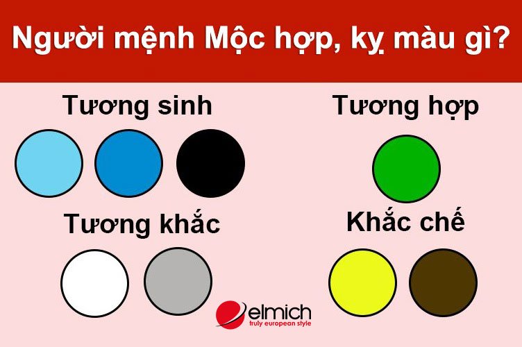 Hình 4: Màu sắc tương hợp và tương khắc tuổi Mậu Tuất 1958 mang mệnh Mộc