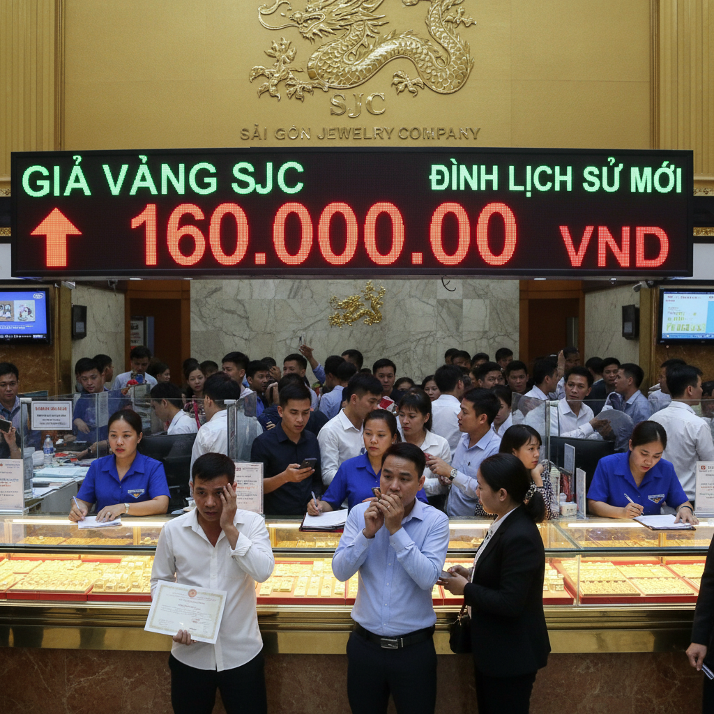 Giá vàng SJC bất ngờ vọt lên 160 triệu đồng, xác lập đỉnh lịch sử mới