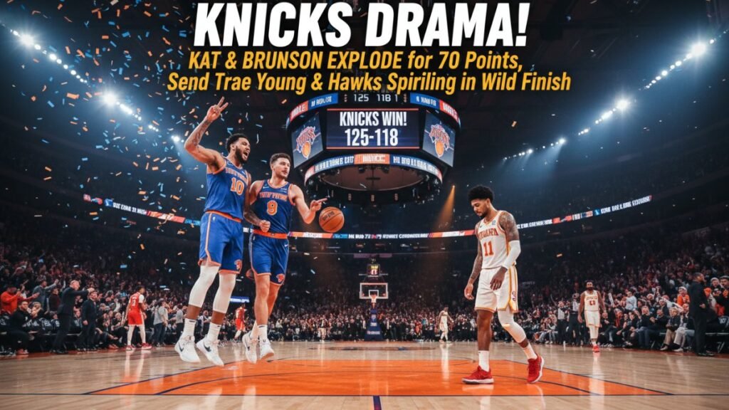 Knicks Drama! KAT & Brunson EXPLODE for 70 Points, Send Trae Young & Hawks Spiraling in Wild Finish