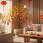 phong khach ruc ro sac xuan voi hoa mai vang va kh featured
